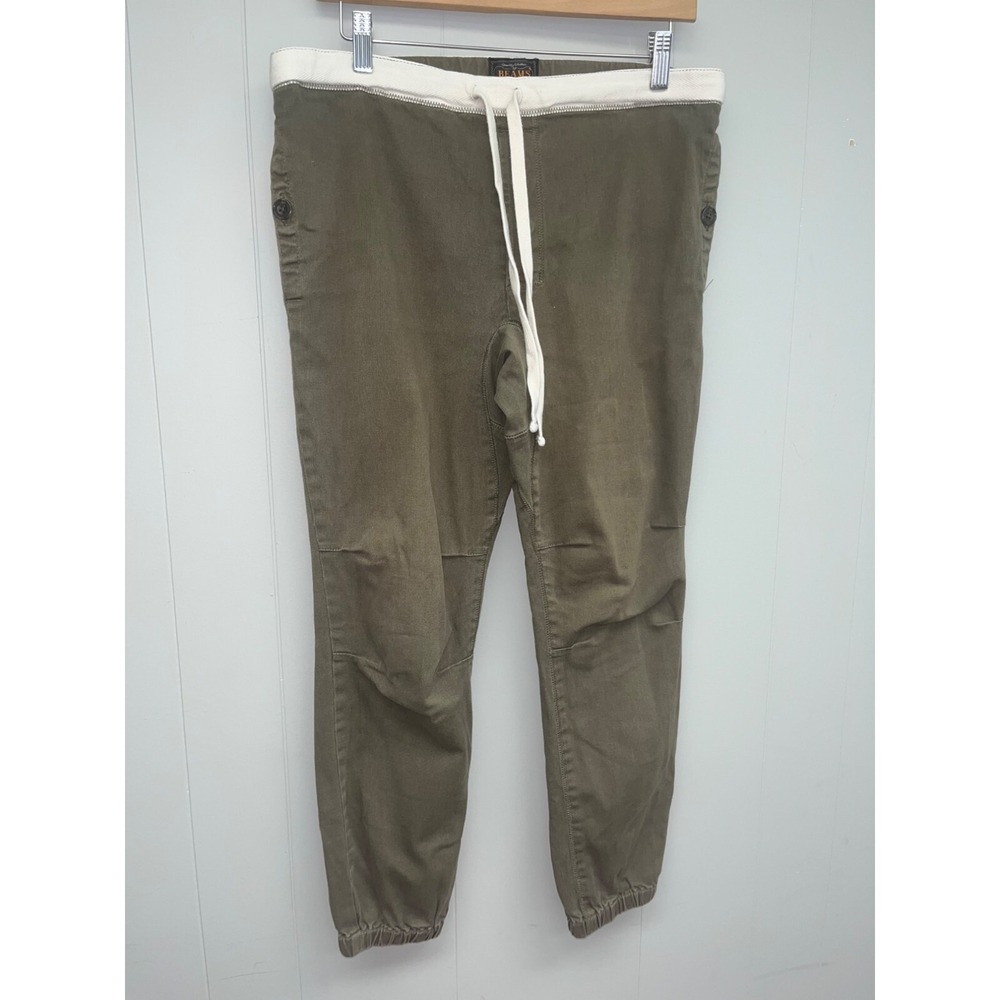 BEAMS Size M Olive Cotton Polyurethane Casual Pants